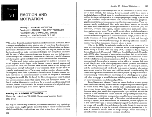 Emotion and Motivation: Sexual Motivation, Facial Expressions, Stress