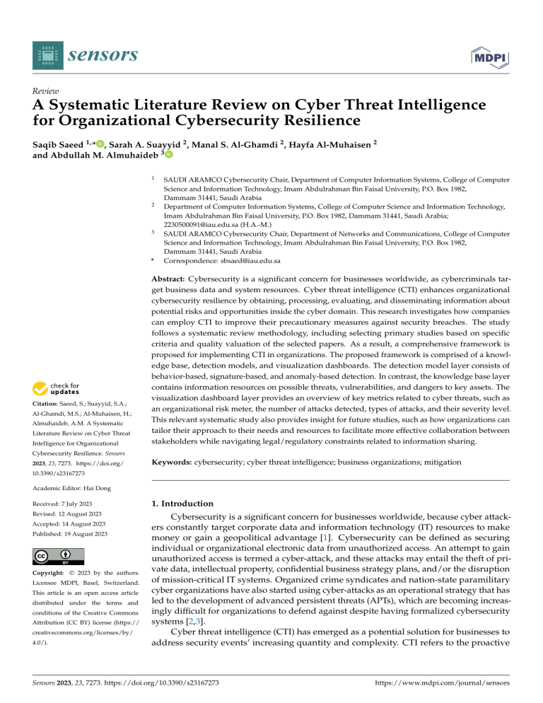 Cyber Threat Intelligence for Organizational Cybersecurity Resilience ...