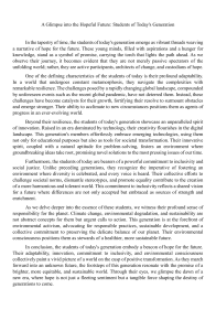 Today's Students: Hope for the Future Generation - Analysis