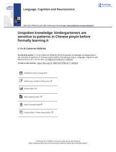 Kindergarteners' Pinyin Sensitivity & Early Chinese Literacy