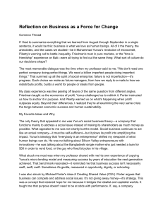 Business as a Force for Change: A Reflection