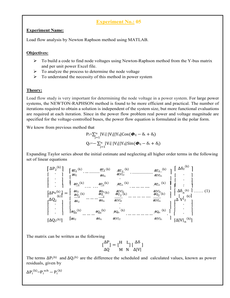 Load Flow Analysis: Newton-Raphson Method in MATLAB for Power Systems