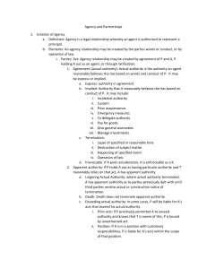 Agency and Partnerships Law: Legal Concepts & Liabilities Outline