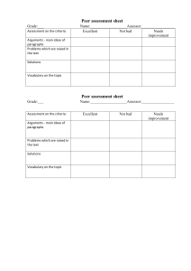 Peer Assessment Sheet: Evaluate Arguments, Problems, Solutions, Vocabulary