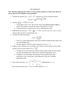 Calculus Lab Assignment 6: Differentiation, Derivatives & Tangent Lines