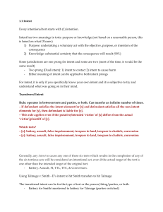 Intent and Transferred Intent in Tort Law: Definitions & Rules