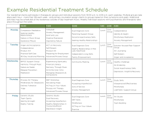Residential Treatment Schedule: Daily Therapeutic Groups & Sessions