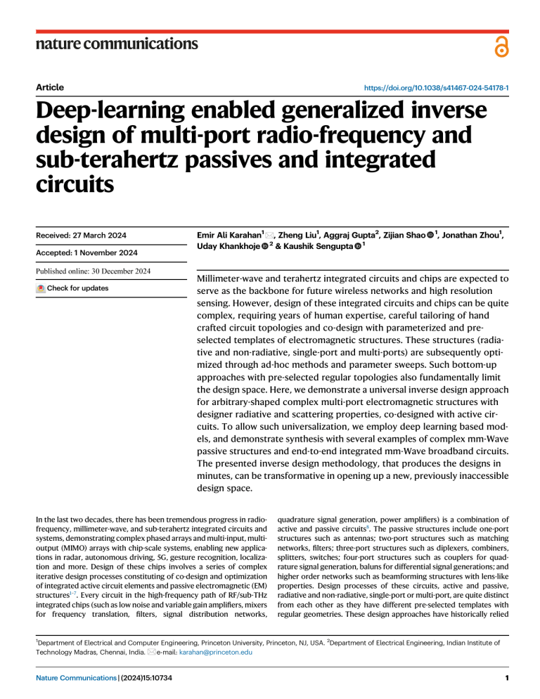Deep Learning for RF/THz Circuit Design