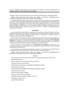 Norma Oficial Mexicana NOM-112-SSA1-1994: Determinaci&oacute;n de bacterias coliformes