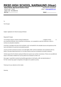 School Leaving Certificate Application - RKSD High School