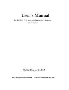 BC2000 Biochemistry Analyzer User Manual