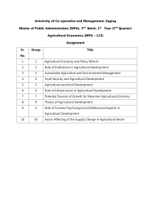 Agricultural Economics Assignment Topics