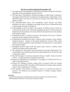 International Economics Review: Trade, Tariffs, FDI