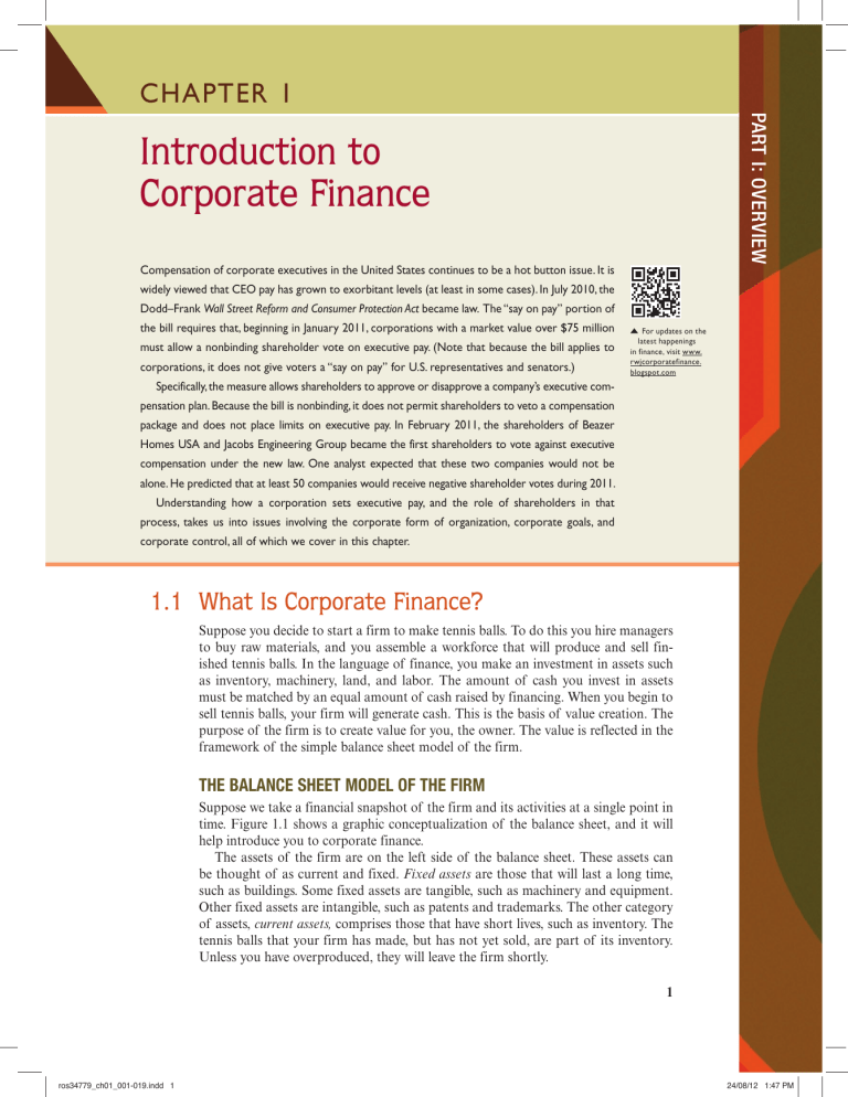 Introduction to Corporate Finance Chapter 1
