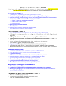 ECGR 4141/5193 Final Exam Objectives: Power Systems