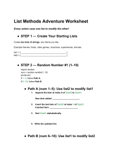 Python List Methods Worksheet