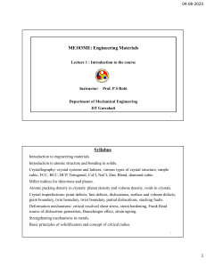 Engineering Materials Lecture Notes: Syllabus & Introduction