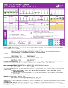 2025-2026 CPS Staff Calendar: Elementary & High Schools Key Dates