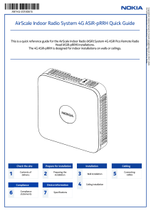 Nokia 4G ASiR-pRRH Quick Guide: Indoor Radio System Installation