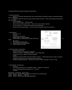 Biological Molecules: Organic Compounds & Carbohydrates Study Guide