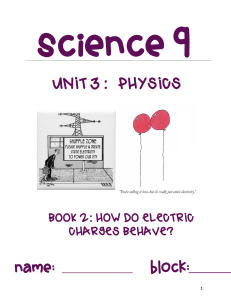 Science 9 Physics: Static Electricity Worksheet