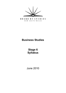 Business Studies Stage 6 Syllabus (2010)