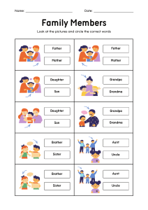 Family Members Worksheet: Identify Relatives
