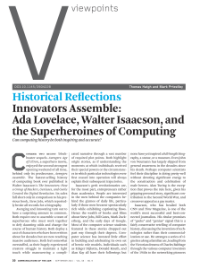Ada Lovelace, Isaacson, & Computing Superheroes: Historical View