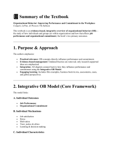 Organizational Behavior Textbook Summary: Colquitt, LePine, Wesson 7th Ed