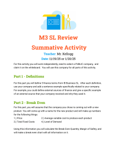 IB Business SL Finance Review: Summative Activity & Financial Analysis