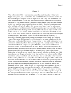 Determinism & Free Will: Philosophical Perspectives & Christian View