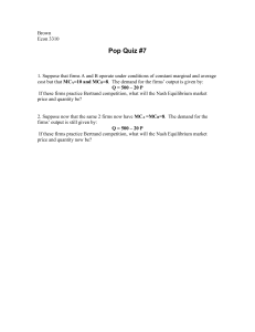 Bertrand Competition Pop Quiz - Economics
