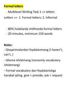 Formal Letter Writing Guide for Multilevel Writing Task 1 Exam Prep