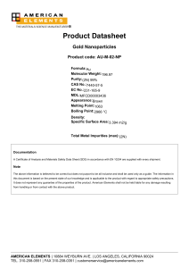 Gold Nanoparticles Datasheet: Properties & Specifications