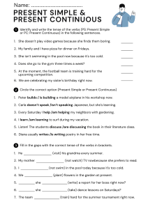 Present Simple & Present Continuous English Grammar Worksheet