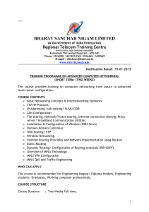 Advanced Computer Networking Training Program - BSNL