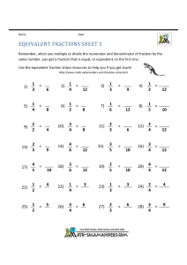 Equivalent Fractions Worksheet for Elementary Math Practice