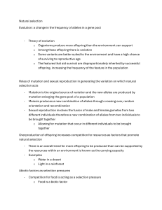 Natural Selection & Evolution: Allele Frequencies, Variation & Selection