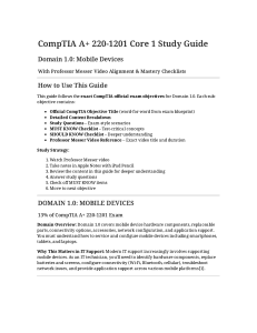 CompTIA A+ 220-1201 Core 1 Study Guide: Mobile Devices (1.1)