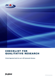 JBI Critical Appraisal Checklist for Qualitative Research