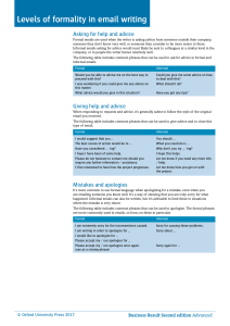 Email Formality Guide: Asking, Giving Advice & Apologies