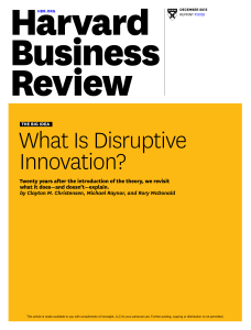 Disruptive Innovation: Theory & Application