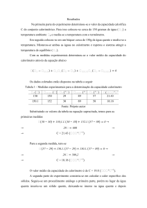 Relat&oacute;rio de Laborat&oacute;rio de Calorimetria: Capacidade e Calor Espec&iacute;fico