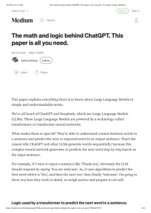 The Math & Logic Behind ChatGPT: A Comprehensive Guide to LLMs