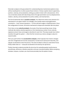 Kinematic Analysis: Position, Velocity, and Acceleration in Mechanical Systems