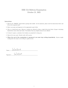 EEE 554 Midterm Exam: Probability & Stochastic Processes (2025)