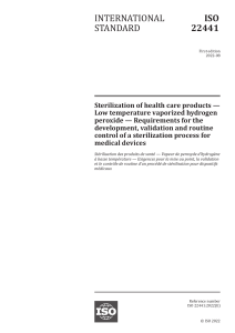 ISO 22441: Sterilization of Medical Devices with Vaporized Hydrogen Peroxide