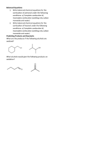 Chemistry Problems: Balanced Equations & Alcohol Oxidation Reactions