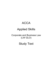 ACCA Corporate & Business Law Study Text (LW GLO)