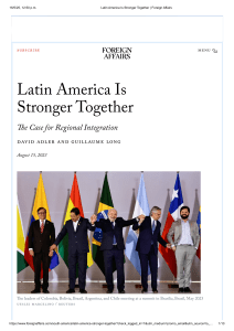Latin America: Regional Integration & Global Influence